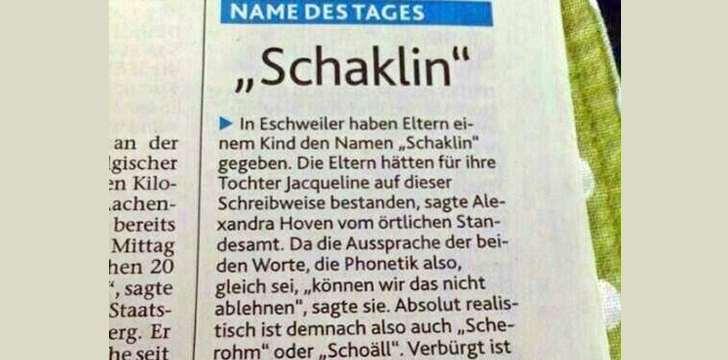 Der Name Des Tages Wenn Eltern Ihr Kind Schaklin Nennen