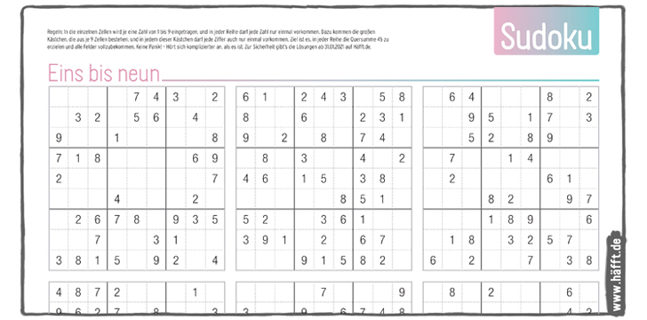 Sudoku-Lösungen aus dem Häfft · Häfft.de